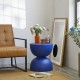 Glitzhome 17.75"H Multi-functional MgO Cobalt Blue Garden Stool or Planter Stand or Accent Table