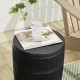 Glitzhome 18.5"H Multi-functional MgO Black Textured Garden Stool or Planter Stand or Accent Table