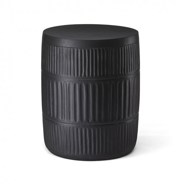 Glitzhome 18.5"H Multi-functional MgO Black Textured Garden Stool or Planter Stand or Accent Table