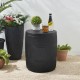 Glitzhome 18.5"H Multi-functional MgO Black Textured Garden Stool or Planter Stand or Accent Table