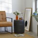 Glitzhome 18.5"H Multi-functional MgO Black Textured Garden Stool or Planter Stand or Accent Table