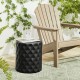 Glitzhome 17.25"H Multi-functional MgO Black Diamond Textured Garden Stool or Planter Stand or Accent Table