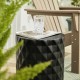 Glitzhome 17.25"H Multi-functional MgO Black Diamond Textured Garden Stool or Planter Stand or Accent Table