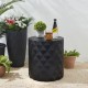 Glitzhome 17.25"H Multi-functional MgO Black Diamond Textured Garden Stool or Planter Stand or Accent Table