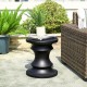 Glitzhome 18.25" MgO Black Chess Garden Stool or Planter Stand or Accent Table