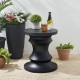 Glitzhome 18.25" MgO Black Chess Garden Stool or Planter Stand or Accent Table