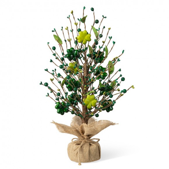 Glitzhome 18"H St Patrick's Shamrock and Berry Table Tree