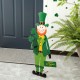 Glitzhome 36"H St. Patrick's Metal Leprechaun Yard Stake or Standing Decor or Wall Decor