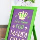 Glitzhome 24"H Mardi Gras Wooden Wooden Standing Easel Sign Decor or Hanging Decor