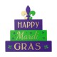 Glitzhome 11.75"L Lighted Mardi Gras Wooden Fleur-de-Lis Block Table Sign