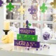 Glitzhome 11.75"L Lighted Mardi Gras Wooden Fleur-de-Lis Block Table Sign