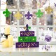 Glitzhome 11.75"L Lighted Mardi Gras Wooden Fleur-de-Lis Block Table Sign