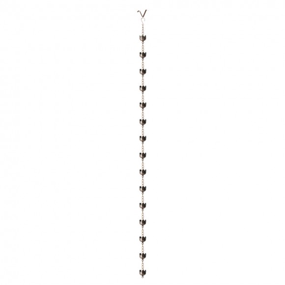 Glitzhome 8.5ft Faux Copper Lotus Shaped Rain Chain with V-Shaped Gutter Clip