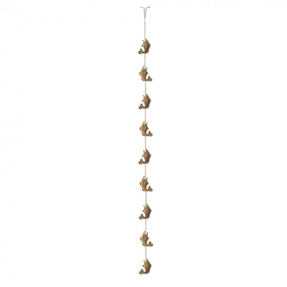 Glitzhome 8.5ft Faux Copper Patina Finish Fish Shaped Rain Chain with V-Shaped Gutter Clip