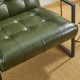 Glitzhome Mid-Century Modern Hunter Green Leatherette Button-tufted Accent Arm Chair with Black Metal Frame