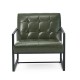 Glitzhome Mid-Century Modern Hunter Green Leatherette Button-tufted Accent Arm Chair with Black Metal Frame