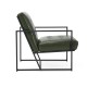 Glitzhome Mid-Century Modern Hunter Green Leatherette Button-tufted Accent Arm Chair with Black Metal Frame