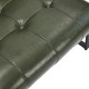 Glitzhome Mid-Century Modern Hunter Green Leatherette Button-tufted Accent Arm Chair with Black Metal Frame