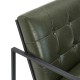 Glitzhome Mid-Century Modern Hunter Green Leatherette Button-tufted Accent Arm Chair with Black Metal Frame