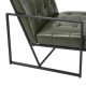 Glitzhome Mid-Century Modern Hunter Green Leatherette Button-tufted Accent Arm Chair with Black Metal Frame