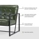 Glitzhome Mid-Century Modern Hunter Green Leatherette Button-tufted Accent Arm Chair with Black Metal Frame