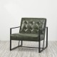 Glitzhome Mid-Century Modern Hunter Green Leatherette Button-tufted Accent Arm Chair with Black Metal Frame
