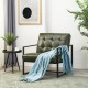 Glitzhome Mid-Century Modern Hunter Green Leatherette Button-tufted Accent Arm Chair with Black Metal Frame