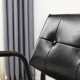 Glitzhome Mid-Century Modern Black Leatherette Arm Accent Chair With Frosted Black Metal Frame