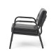 Glitzhome Mid-Century Modern Black Leatherette Arm Accent Chair With Frosted Black Metal Frame