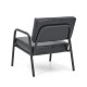 Glitzhome Mid-Century Modern Black Leatherette Arm Accent Chair With Frosted Black Metal Frame