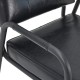 Glitzhome Mid-Century Modern Black Leatherette Arm Accent Chair With Frosted Black Metal Frame