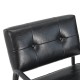 Glitzhome Mid-Century Modern Black Leatherette Arm Accent Chair With Frosted Black Metal Frame