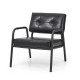 Glitzhome Mid-Century Modern Black Leatherette Arm Accent Chair With Frosted Black Metal Frame