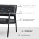 Glitzhome Mid-Century Modern Black Leatherette Arm Accent Chair With Frosted Black Metal Frame