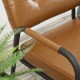 Glitzhome Mid-Century Modern Light Brown Leatherette Arm Accent Chair With Frosted Black Metal Frame