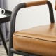 Glitzhome Mid-Century Modern Light Brown Leatherette Arm Accent Chair With Frosted Black Metal Frame