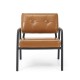 Glitzhome Mid-Century Modern Light Brown Leatherette Arm Accent Chair With Frosted Black Metal Frame