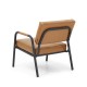 Glitzhome Mid-Century Modern Light Brown Leatherette Arm Accent Chair With Frosted Black Metal Frame