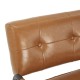 Glitzhome Mid-Century Modern Light Brown Leatherette Arm Accent Chair With Frosted Black Metal Frame