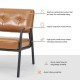 Glitzhome Mid-Century Modern Light Brown Leatherette Arm Accent Chair With Frosted Black Metal Frame