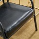 Glitzhome Set of 2 Mid-Century Modern Black Leatherette Arm Accent Chair With Frosted Black Metal Frame