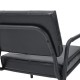 Glitzhome Set of 2 Mid-Century Modern Black Leatherette Arm Accent Chair With Frosted Black Metal Frame