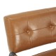 Glitzhome Set of 2 Mid-Century Modern Light Brown Leatherette Arm Accent Chair With Frosted Black Metal Frame