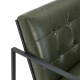 Glitzhome Set of 2 Mid-Century Modern Hunter Green Leatherette Button-tufted Accent Arm Chair with Black Metal Frame