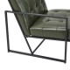 Glitzhome Set of 2 Mid-Century Modern Hunter Green Leatherette Button-tufted Accent Arm Chair with Black Metal Frame