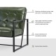 Glitzhome Set of 2 Mid-Century Modern Hunter Green Leatherette Button-tufted Accent Arm Chair with Black Metal Frame