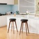 Glitzhome Set of 2 Round Swivel Bar Stool with Balck Leatherette Seat and Composite Wood Legs