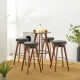 Glitzhome Set of 2 Round Swivel Bar Stool with Balck Leatherette Seat and Composite Wood Legs