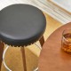 Glitzhome Set of 2 Round Swivel Bar Stool with Balck Leatherette Seat and Composite Wood Legs