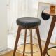 Glitzhome Set of 2 Round Swivel Bar Stool with Balck Leatherette Seat and Composite Wood Legs